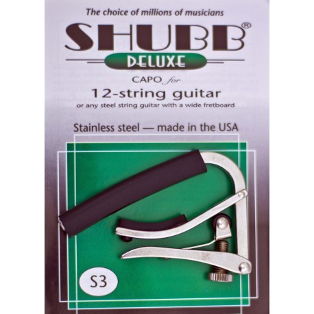 SHUBB S3 HIGH QUALITY STAINLESS STEEL CAPO FOR 12 STRING GUITARS