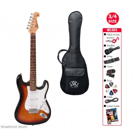 SX ELECTRIC 3/4 GUITAR AND ACCESSORY PACKAGE WITH GIG BAG