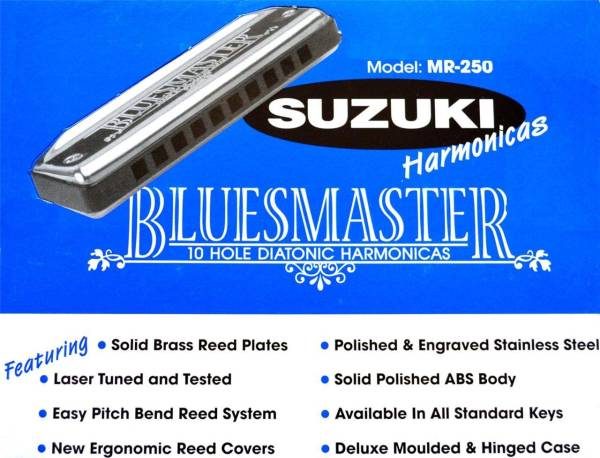SUZUKI BLUESMASTER MR-250 HARMONICA 6-PIECE SET.LASER TUNED REEDS
