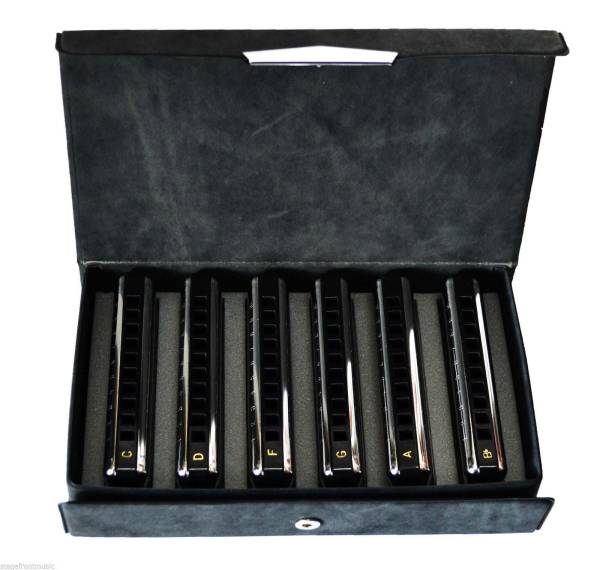 SUZUKI BLUESMASTER MR-250 HARMONICA 6-PIECE SET.LASER TUNED REEDS