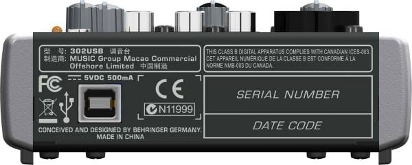 BEHRINGER 302USB XENYX 5 INPUT MIXER AND AUDIO INTERFACE