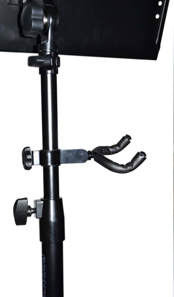 VIOLIN HANGER. ATTACHES TO MUSIC STAND UPRIGHT.