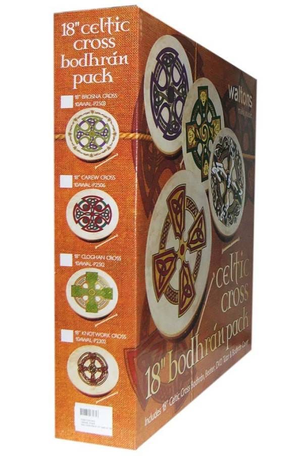 BODHRAN WALTONS 18 inch CLOGHAN CROSS with bag & DVD
