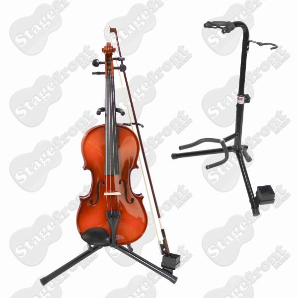 VIOLIN STAND STURDY HEAVY DUTY TUBULAR STYLE WITH BOW SUPPORT