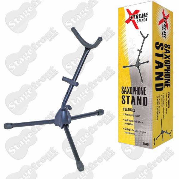 SAXOPHONE STAND TUBULAR STEEL WITH RUBBER PROTECTION. SUITS ALTO OR TENOR SAX