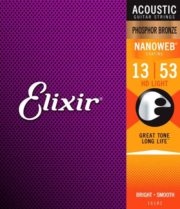 3 SETS OF ELIXIR ACOUSTIC NANOWEB PHOSPHOR BRONZE GUITAR STRINGS - SELECT GAUGE