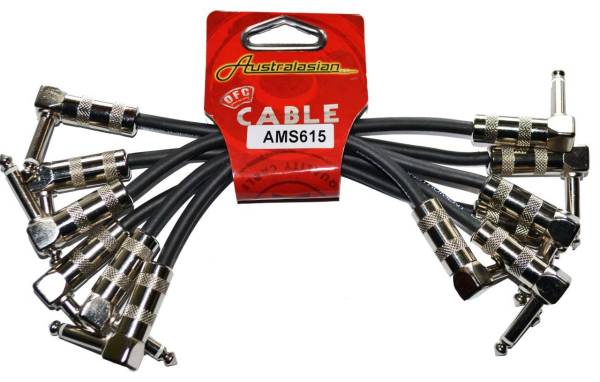 PROFESSIONAL LOW NOISE INSTRUMENT PATCH CABLE 6" SET OF 6 AMS615