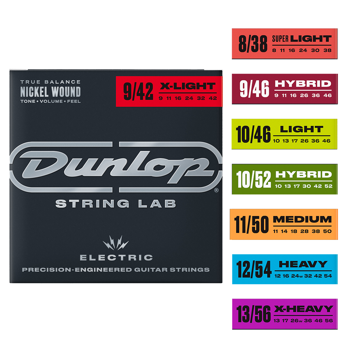 DUNLOP NICKEL WOUND ELECTRIC GUITAR STRINGS SELECT GAUGE