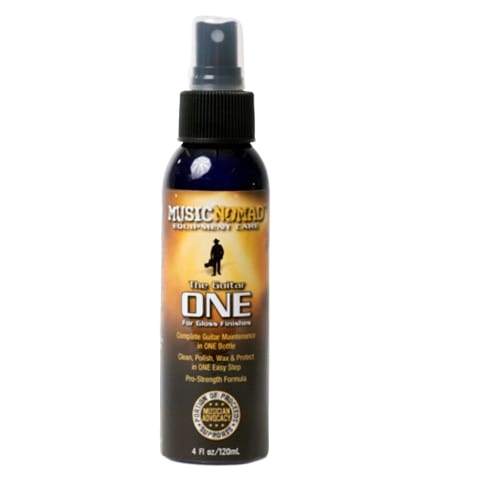 A single spray bottle of Music Nomad The Guitar ONE with a black spray nozzle.