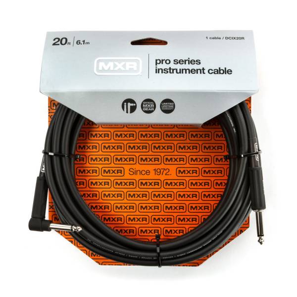 MXR PRO SERIES DCIX20R 20 FOOT INSTRUMENT CABLE STRAIGHT-RIGHT ANGLE JACK GUITAR LEAD