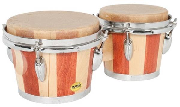 MANO PERCUSSION TUNABLE 7” & 8” BONGO DRUMS NATURAL SKIN HEADS – MP714