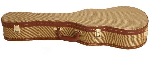 UKULELE HARD CASE SUITS BASS & BARITONE UKE TOUGH VINTAGE STYLE YELLOW TWEED