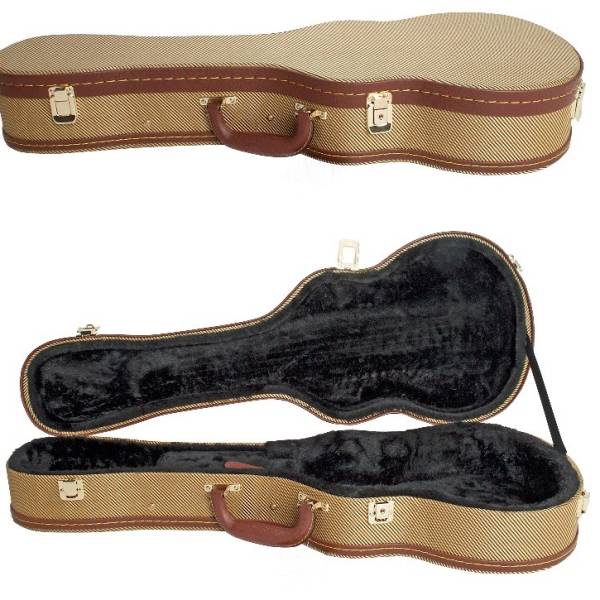 XTREME TENOR UKULELE HARD CASE PLYWOOD VINTAGE STYLE YELLOW TWEED CLOTH HC462
