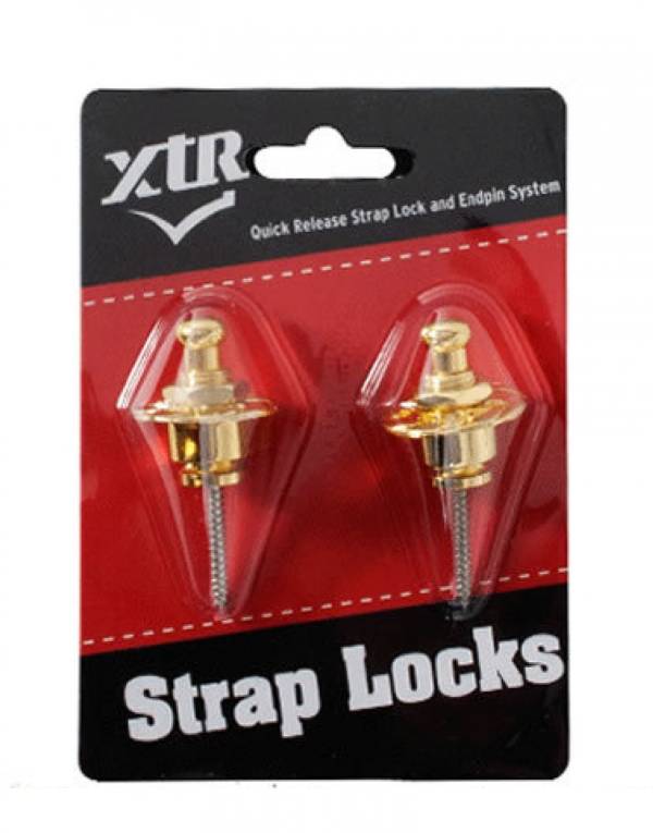 XTR GPX01G GUITAR STRAPLOCK GOLD PAIR METAL WITH MOUNTING SCREWS