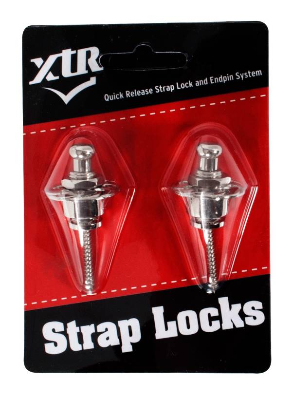 XTR GPX01C GUITAR STRAPLOCK CHROME PAIR METAL WITH MOUNTING SCREWS