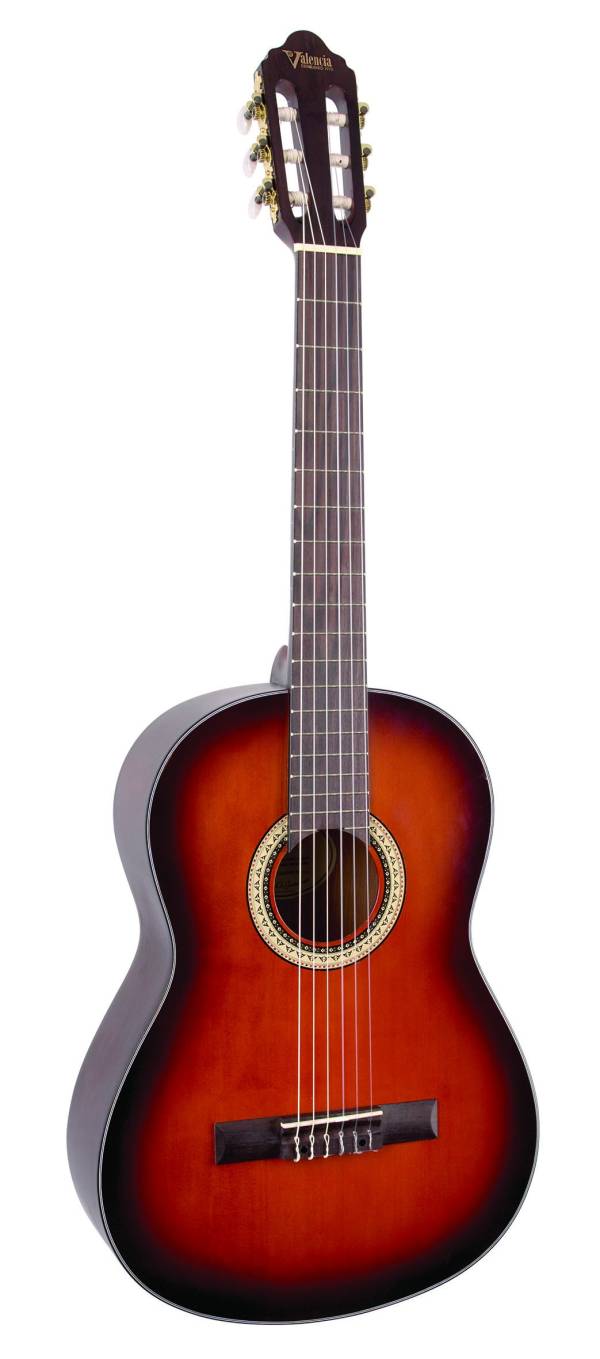 VALENCIA VC404CSB FULL SIZE CLASSICAL GUITAR. SITKA SPRUCE TOP. CLASSIC SUNBURST