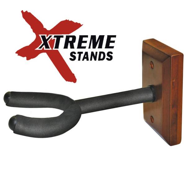 XTREME WALL MOUNTED GUITAR HANGER ON ROSEWOOD COLOURED HARDWOOD BLOCK DSU92