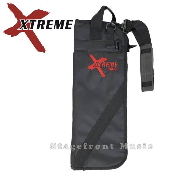 XTREME DRUM STICK BAG. BLACK NYLON WATERPROOF YARN. HANGING CLIPS - CTB15