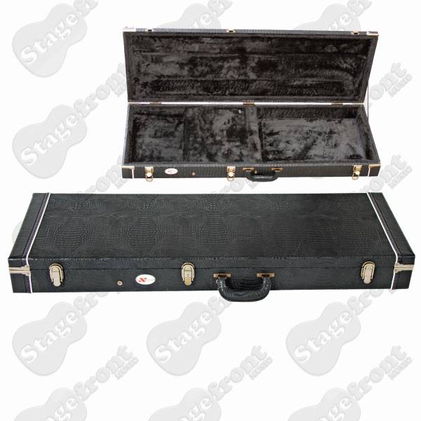 XTREME ELECTRIC GUITAR Strat/Tele RECTANGULAR HARDCASE. BLACK CROC VINYL HC3010