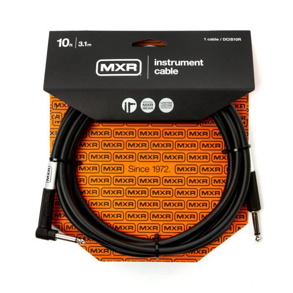 MXR DCIS10R 10 FOOT NOISELESS INSTRUMENT CABLE STRAIGHT-RIGHT ANGLE JACK GUITAR LEAD