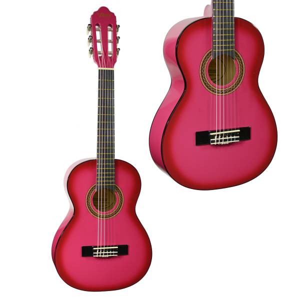 VALENCIA CLASSICAL NYLON STRING GUITAR PINK - SELECT SIZE