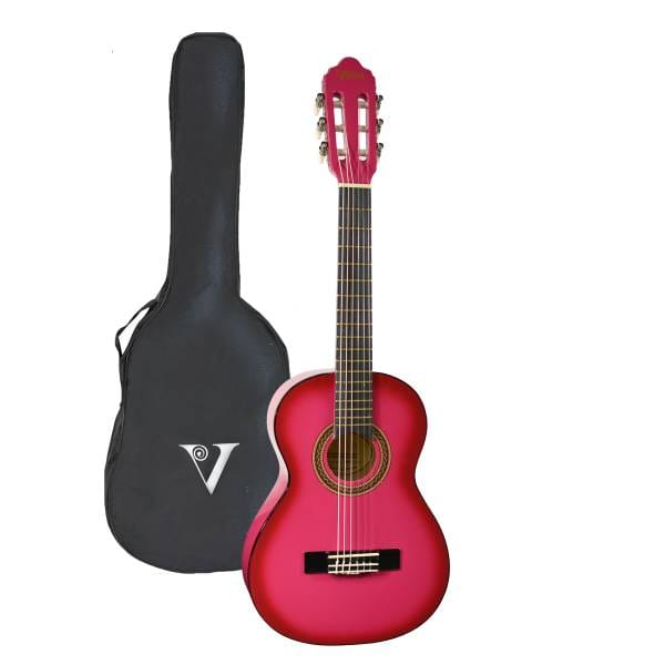 Valencia Classical Nylon String Guitar Pink with Bag