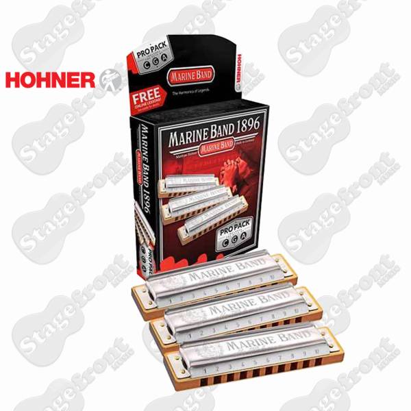 HOHNER MARINE BAND HARMONICA 1896 3 PIECE PRO PACK KEYS C, G & A MADE IN GERMANY