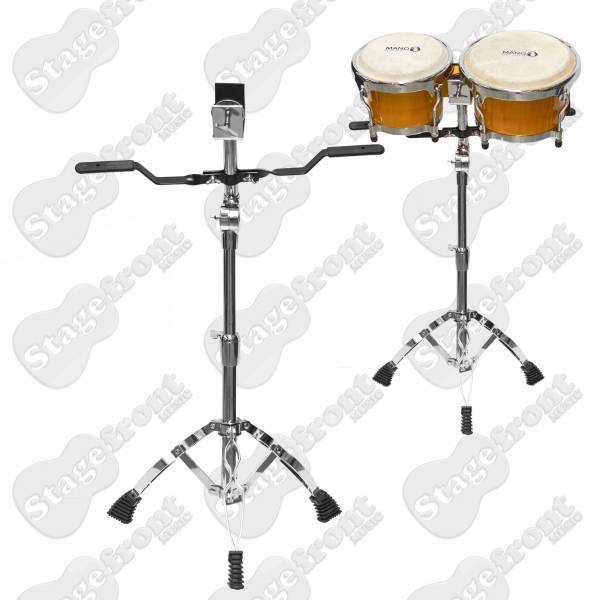 BONGO STAND DS368 SHORT HEAVY DUTY DOUBLE BRACED WITH SUPPORT ARMS. HEIGHT ADJUSTABLE