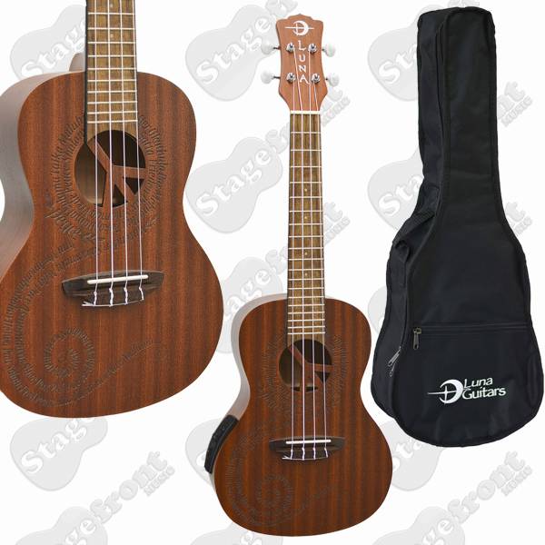 LUNA ACOUSTIC /ELECTRIC UKULELE MALU PEACE CONCERT SIZE & GIG BAG - UKEMALUEL