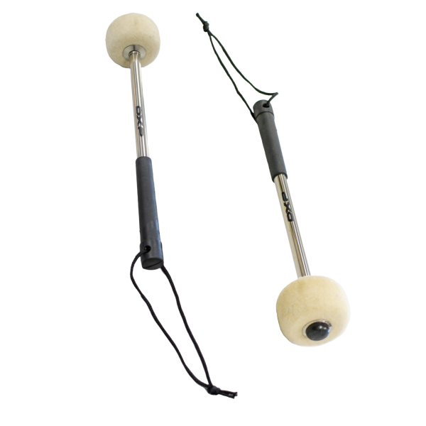 BASS DRUM MALLETS FELT HEADS ALUMINIUM HANDLE 10” LENGTH WITH WRIST STRAPS. 1 PAIR