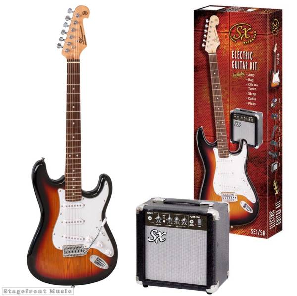 SX SE1SKTS ELECTRIC GUITAR WITH ACCESSORY PACKAGE GIG BAG AND AMP