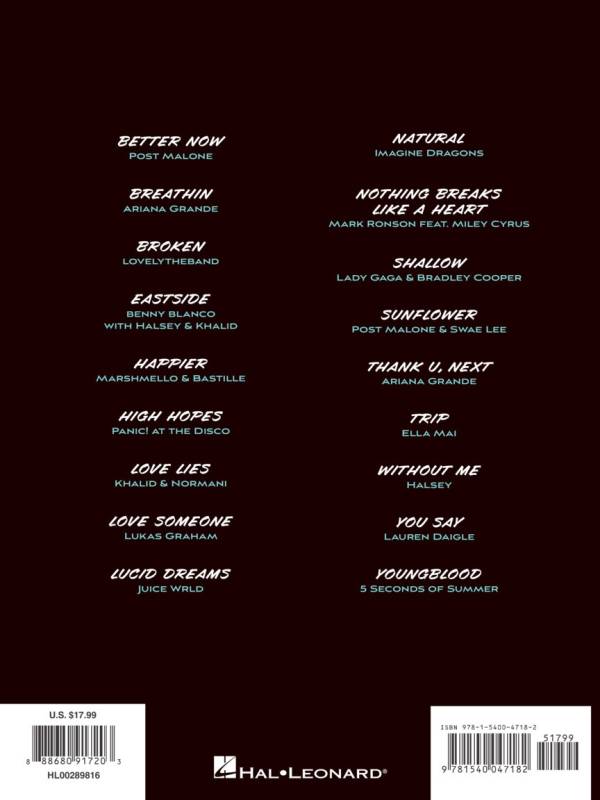 CHART HITS OF 2018 - 2019 PVG PIANO VOCAL GUITAR ALL THE POPULAR HIT SONGS