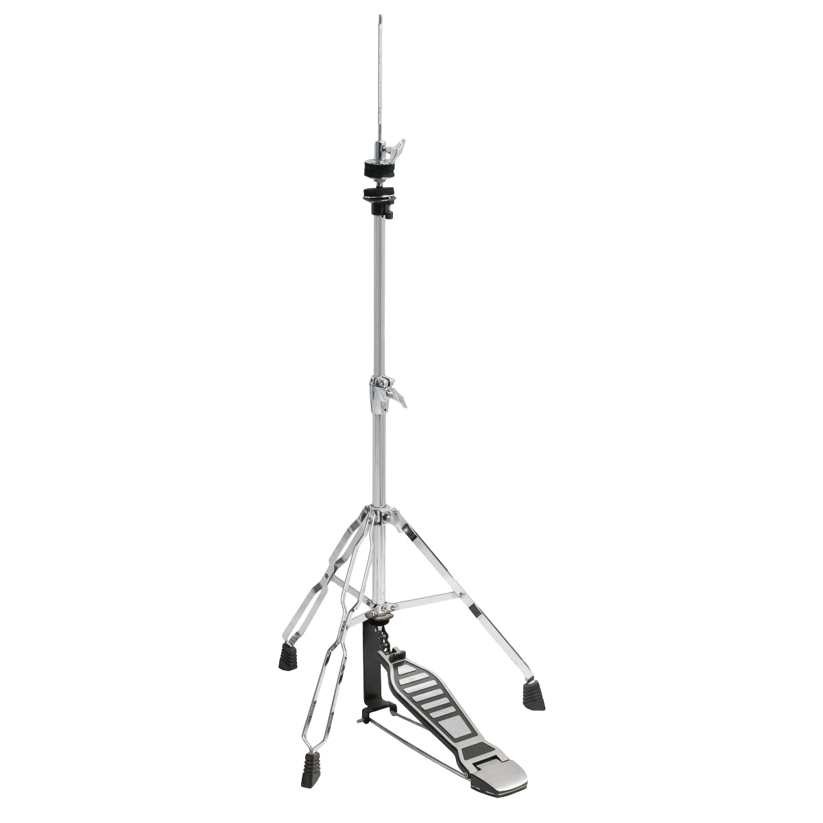 Chrome DXP DXPHH2 hi-hat stand featuring a single-braced tripod base, adjustable center tubing, and a textured metal footboard.