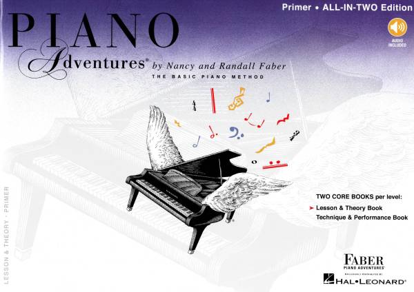 PIANO ADVENTURES ALL IN TWO PRIMER LESSON & THEORY BOOK WITH CD – FABER