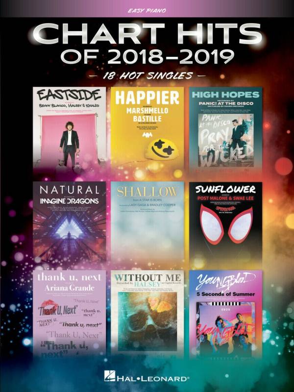 CHART HITS OF 2018 - 2019 FOR EASY PIANO ALL THE POPULAR HIT SONGS