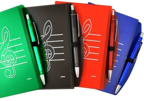 NOTEBOOK MUSIC NOTE DIARY AND PEN - BLACK (KEEP YOUR NOTES ORGANIZED)