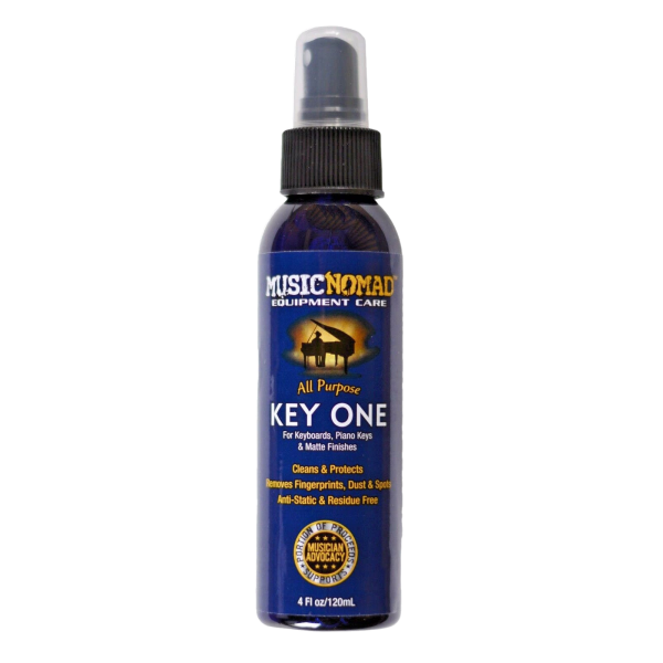 Single four ounce spray bottle of Music Nomad Key ONE cleaner.