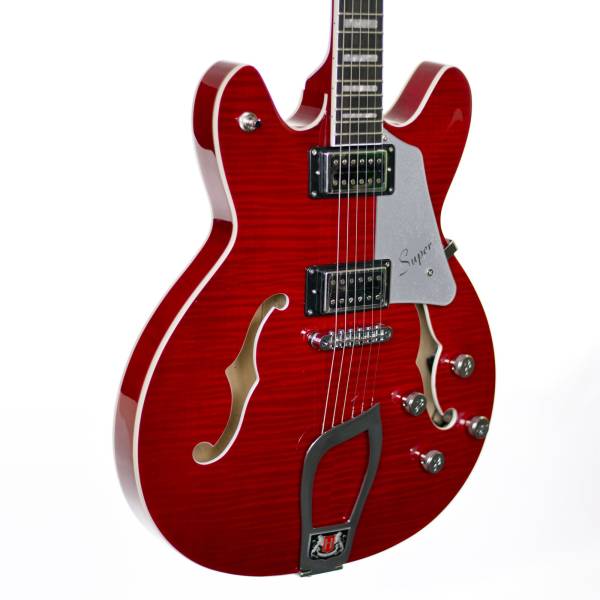 HAGSTROM SUVIKWCT HOLLOW BODY GUITAR IN RED GLOSS WITH CASE