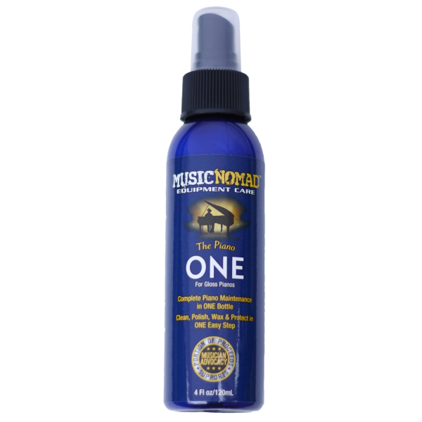 Single four ounce spray bottle of Music Nomad The Piano ONE gloss polish.