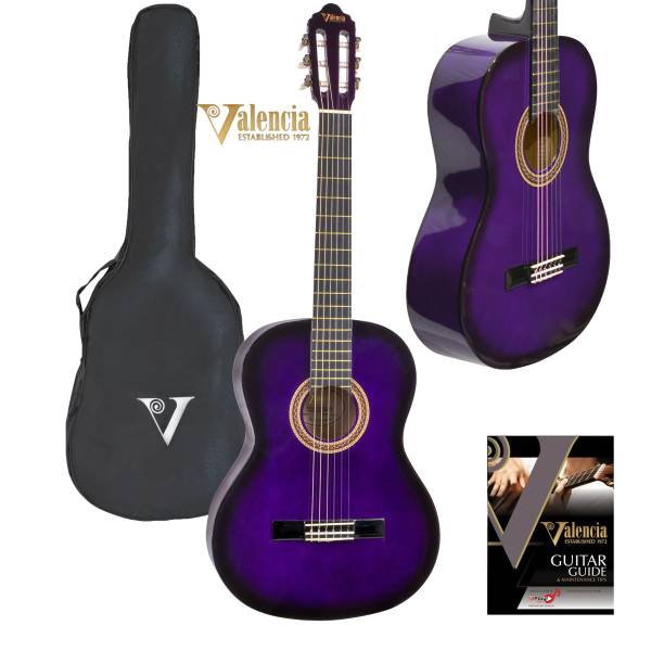VALENCIA NYLON STRING CLASSICAL GUITAR. PURPLE BURST - SELECT SIZE