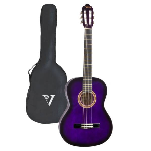 Valencia Nylon String Classical Guitar Purple Burst with bag