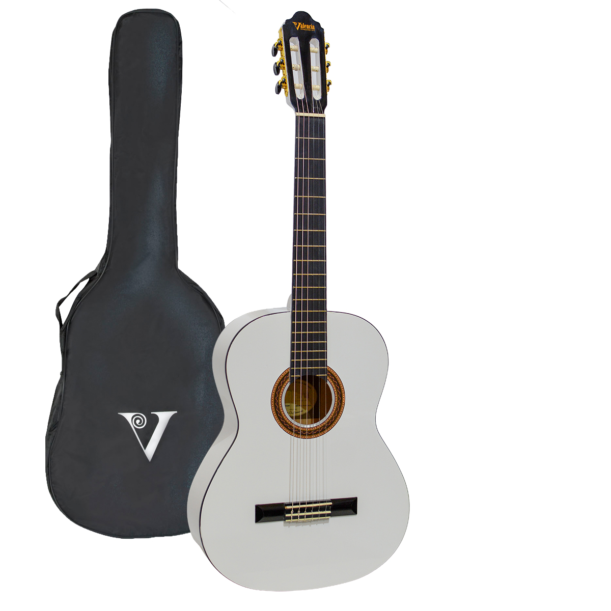 Valencia Nylon String Classical Guitar White with bag