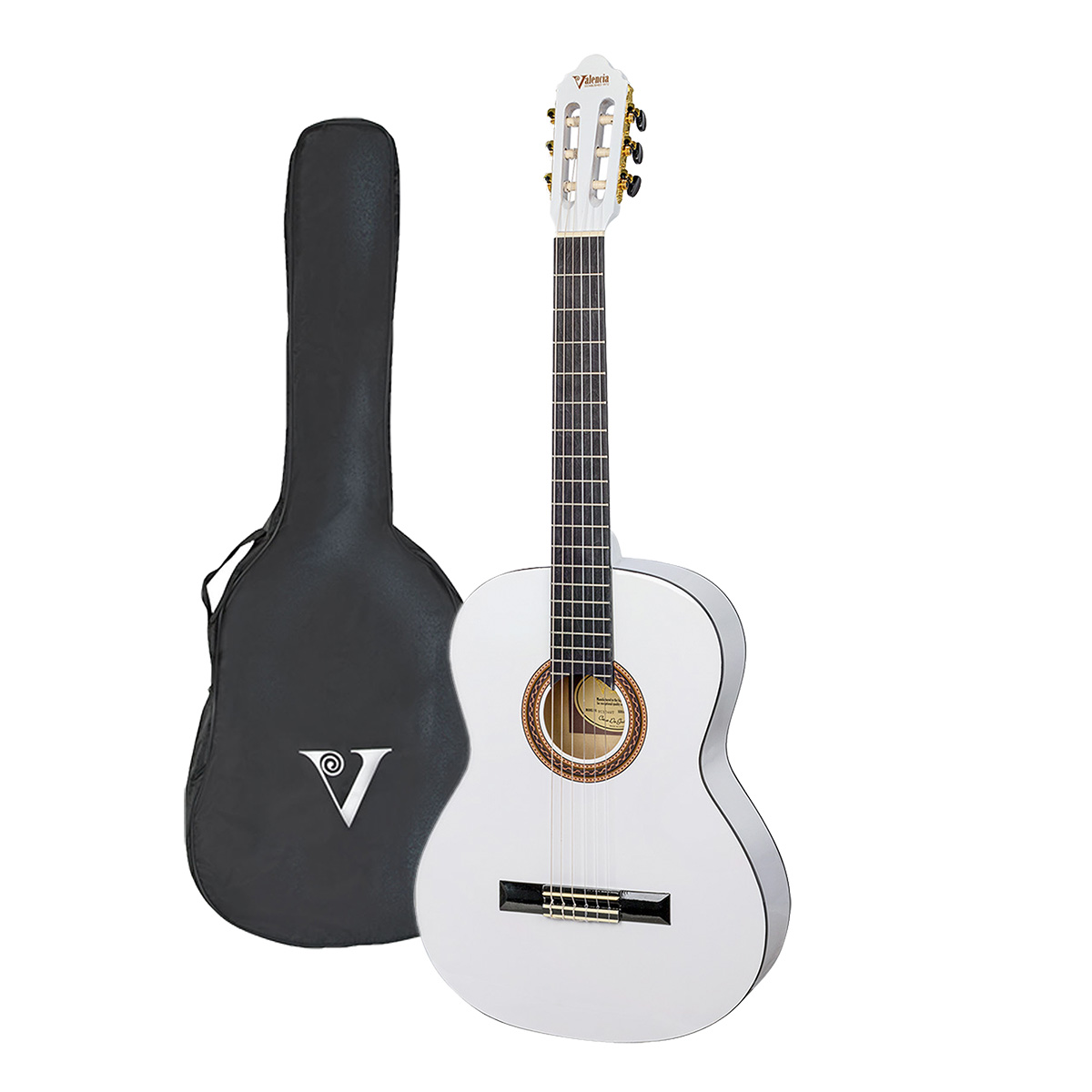 Valencia Nylon String Classical Guitar White with bag