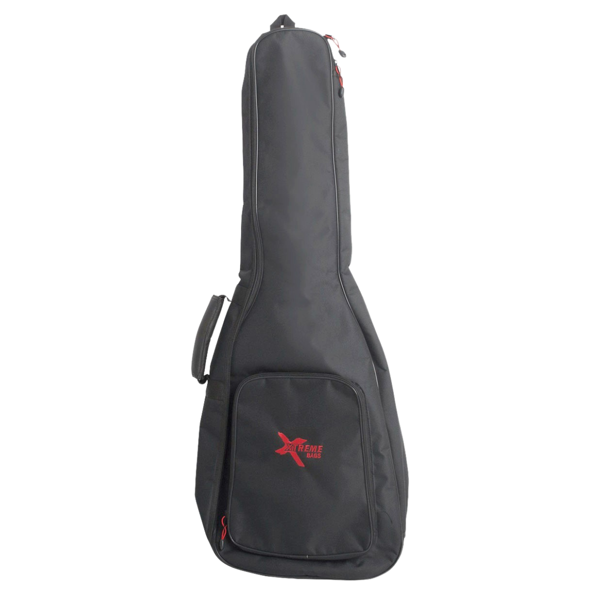 TRAVELLER BANJO GIG BAG BLACK HEAVY DUTY NYLON SHOWING CARRY HANDLE AND XTREME RED LOGO
