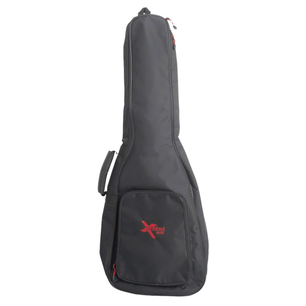 TRAVELLER / SMALL BODY TRAVEL GUITAR PADDED GIG CARRY BAG SHOWING HANDLE AND XTREME RED LOGO