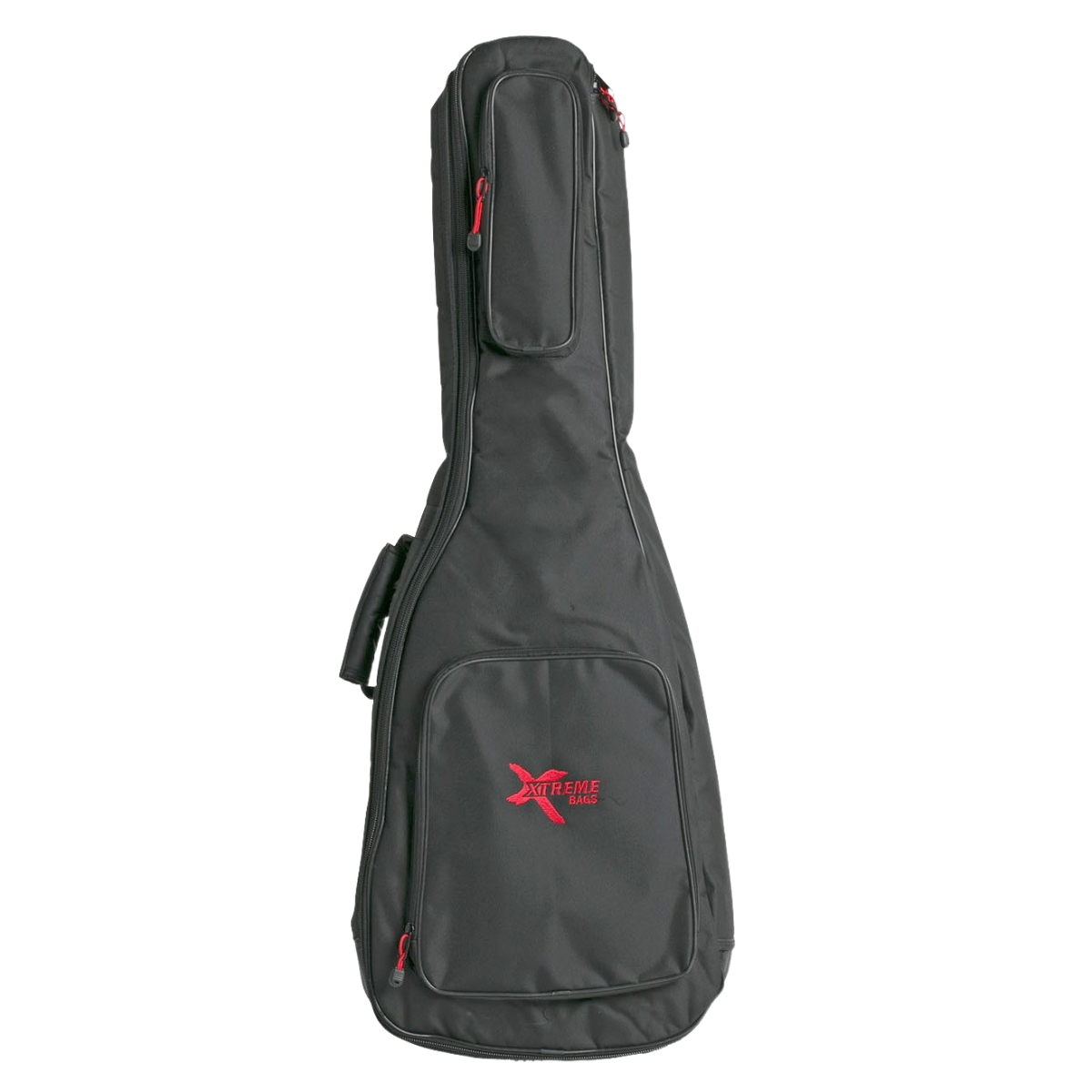 TRAVELLER / SMALL BODY TRAVEL GUITAR HEAVY PADDED GIG CARRY BAG SHOWING HANDLE AND XTREME RED LOGO