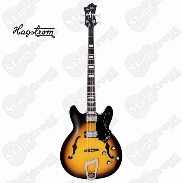 HAGSTROM VIKBTSB SEMI-HOLLOW VIKING ELECTRIC BASS GUITAR. SUNBURST GLOSS. w/CASE