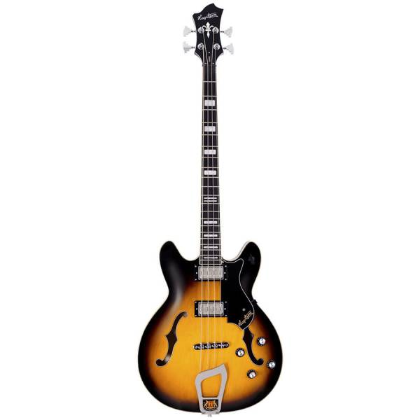HAGSTROM VIKBTSB SEMI-HOLLOW VIKING ELECTRIC BASS GUITAR. SUNBURST GLOSS. w/CASE