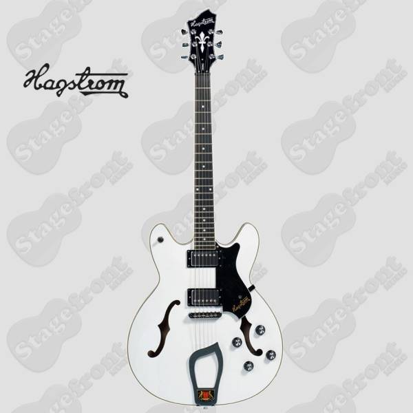 HAGSTROM VIKWHT VIKING SEMI-HOLLOW BODY GUITAR IN WHITE GLOSS WITH CASE