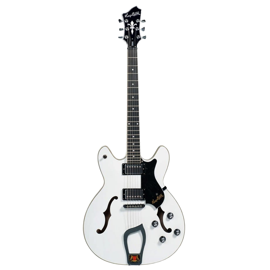 The Hagstrom Viking in White Gloss delivers brilliant acoustic snap, rich harmonic depth, and frictionless playability in a striking semi-hollow design.